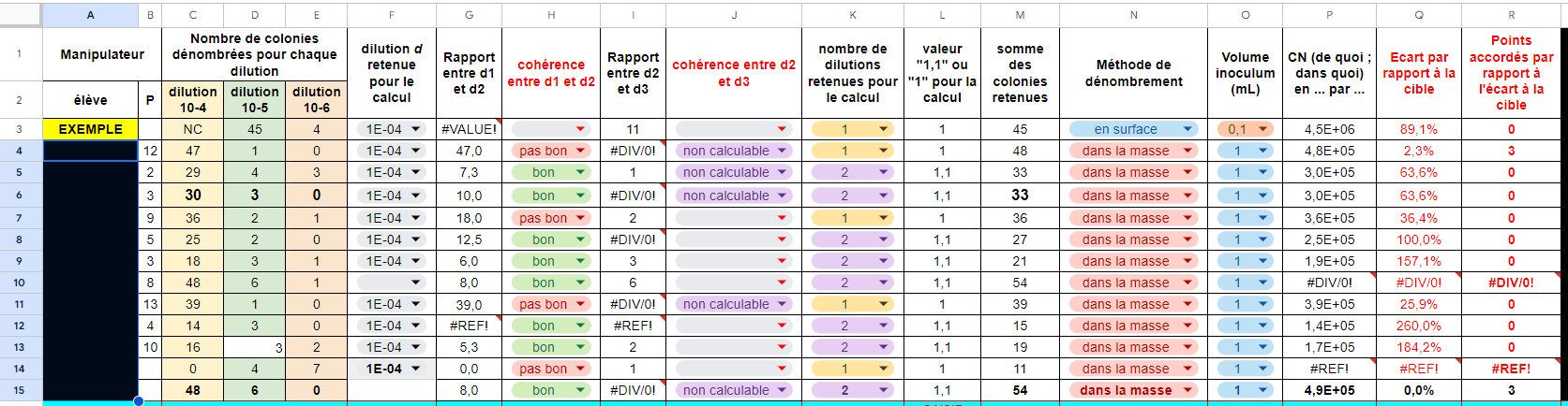 Dnbmt masse tableur en ligne